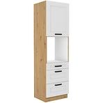 Luna kuhinjski element za pećnicu 1 vrata+3 ladice 60x57x210 bijeli/natur (artisan hrast)