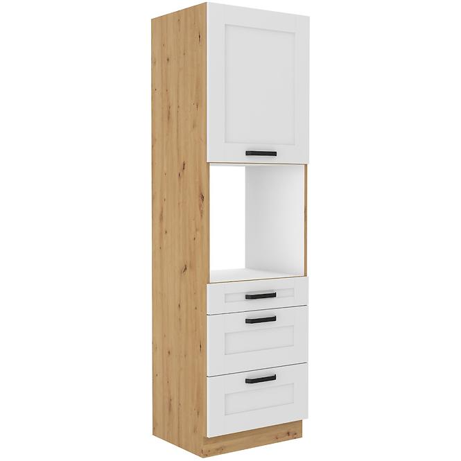 Luna kuhinjski element za pećnicu 1 vrata+3 ladice 60x57x210 bijeli/natur (artisan hrast)