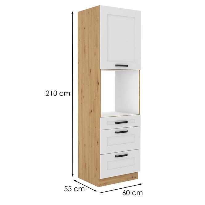 Luna kuhinjski element za pećnicu 1 vrata+3 ladice 60x57x210 bijeli/natur (artisan hrast)