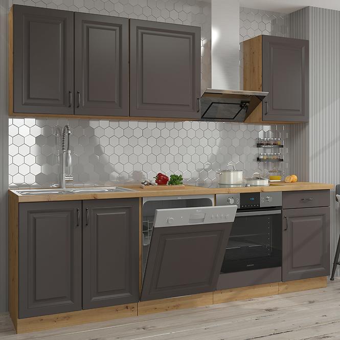 Stilo blok kuhinja 250x52x200 grafit/natur (artisan hrast)