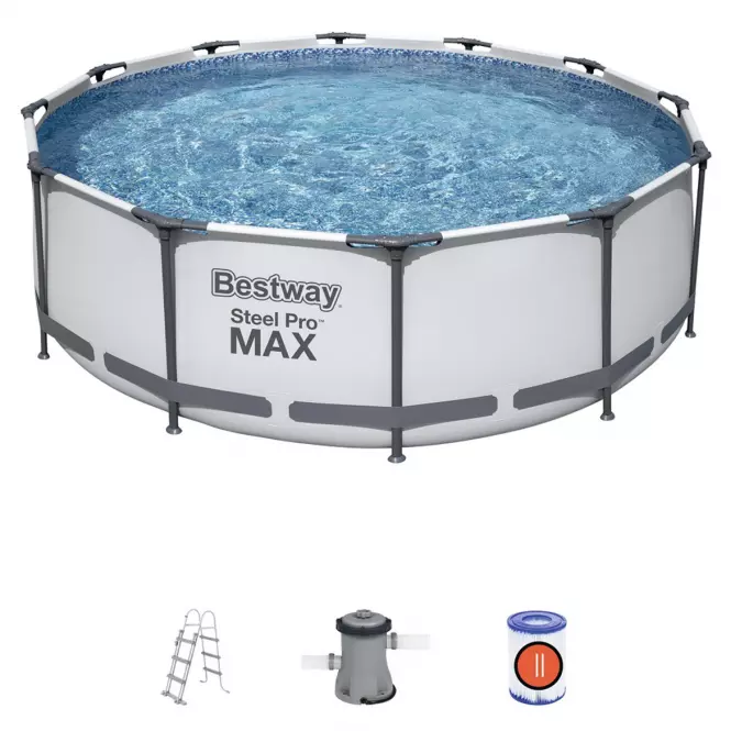 Bazen s metalnom konstrukcijom i pumpom, Steel Pro Max, okrugli, 366 x 100 cm, 56418