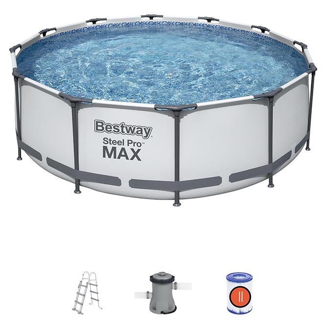 Bazen s metalnom konstrukcijom i pumpom, Steel Pro Max, okrugli, 366 x 100 cm, 56418