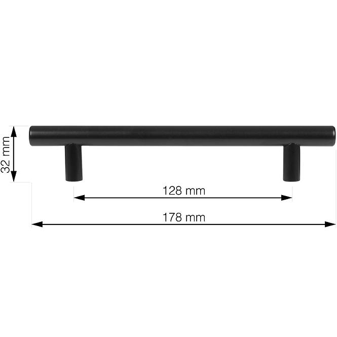 RUČKA ZA NAMJEŠTAJ MAXIM 128 MM, MAT CRNA