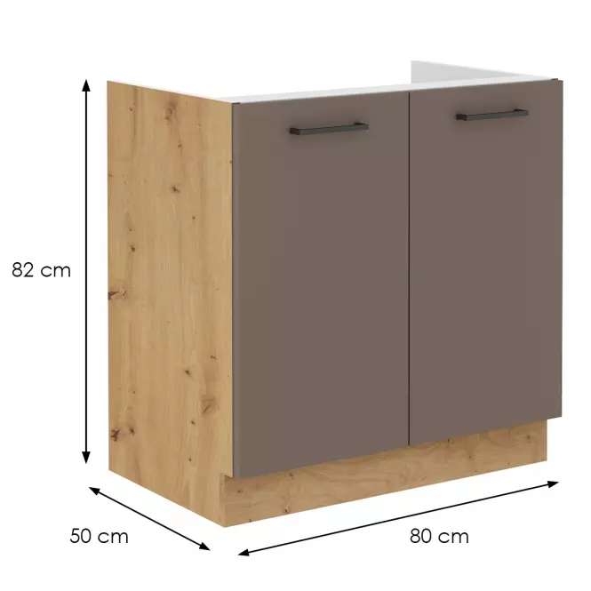 Bologna kuhinjski element 2 vrata 80zl 2f bb 80x52x82 cm sivi hrast/artisan hrast,2