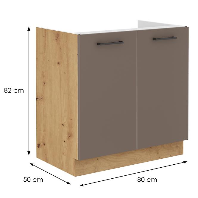 Bologna kuhinjski element 2 vrata 80zl 2f bb 80x52x82 cm sivi hrast/artisan hrast