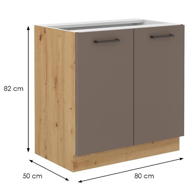 Bologna kuhinjski element 2 vrata 80d 2f bb 80x52x82 cm sivi hrast/artisan hrast