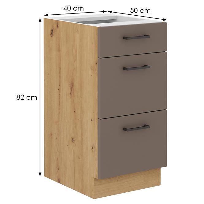 Bologna kuhinjski element 3 ladice  40d 3s bb 40x52x82 cm sivi hrast/artisan hrast