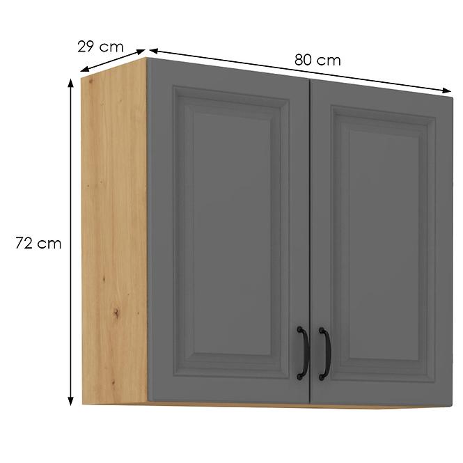 Stilo 2f kuhinjski element 2 vrata 80x31x72 cm tamno siva/natur (artisan hrast)