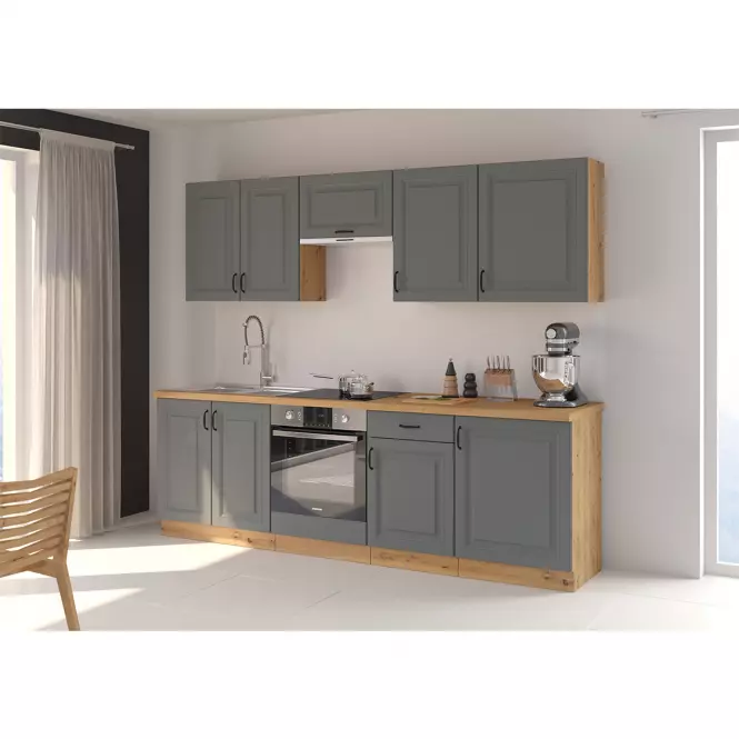 Stilo 1f kuhinjski element 1 vrata 60x31x36 cm tamno siva/natur (artisan hrast),3