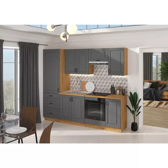Stilo 1f kuhinjski element 1 vrata 60x31x36 cm tamno siva/natur (artisan hrast),6