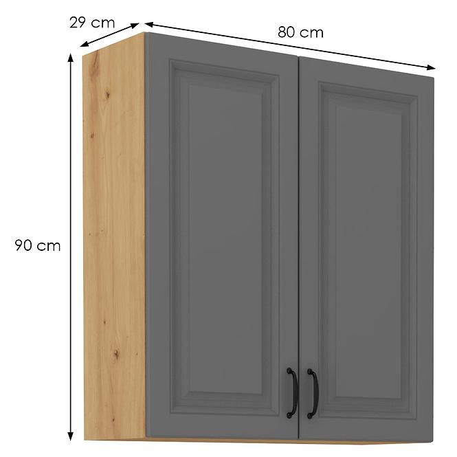Stilo 2f kuhinjski element 2 vrata 80x31x90 cm tamno siva/natur (artisan hrast)