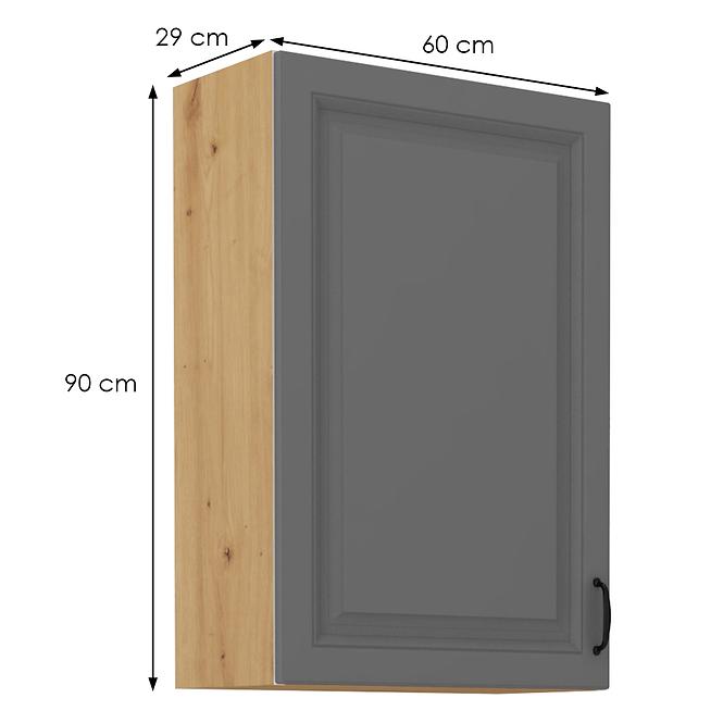 Stilo 1f kuhinjski element 1 vrata 60x31x90 cm tamno siva/natur (artisan hrast)