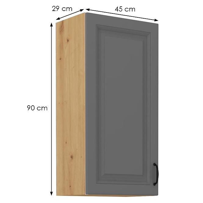 Stilo 1f kuhinjski element 1 vrata 45x31x90 cm tamno siva/natur (artisan hrast)