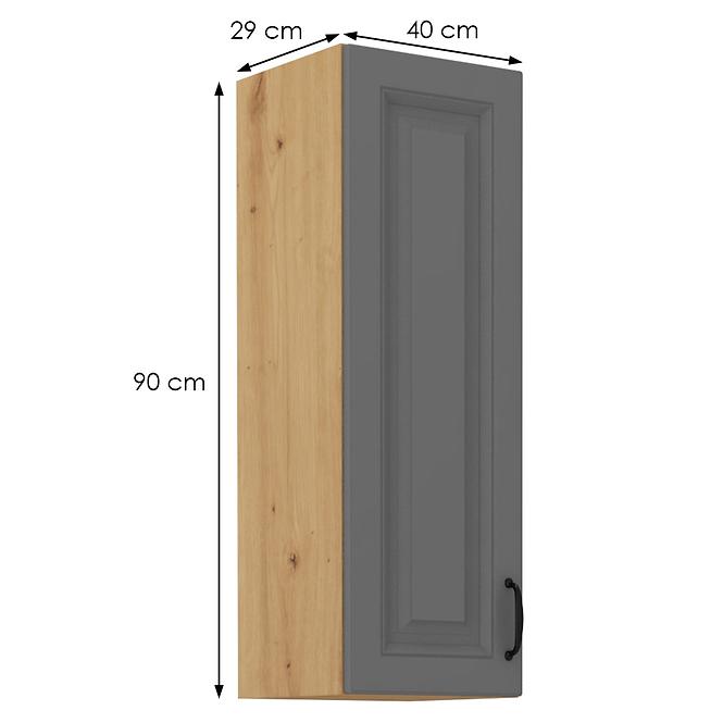 Stilo 1f kuhinjski element 1 vrata 40x31x90 cm tamno siva/natur (artisan hrast)