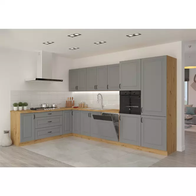 Stilo 1f kuhinjski element 1 vrata 40x31x90 cm tamno siva/natur (artisan hrast),4