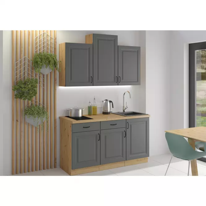 Stilo 1f kuhinjski element 1 vrata 40x31x90 cm tamno siva/natur (artisan hrast),5