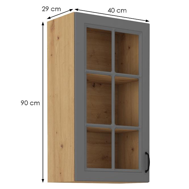 Stilo 1f kuhinjski element 1 vrata 40x31x90 cm tamno siva/natur (artisan hrast)