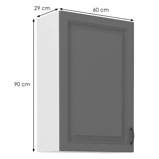 Stilo 1f kuhinjski element 1 vrata 60x31x90 cm tamno siva/bijela,2