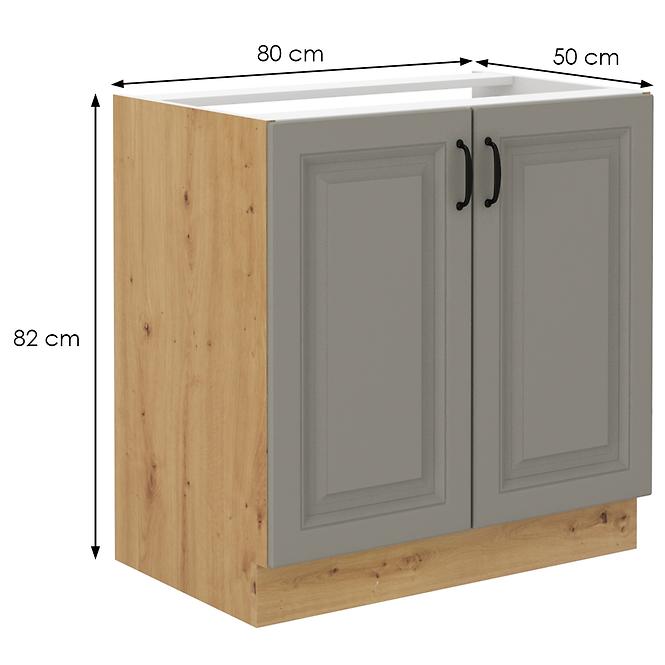 Stilo 80 PLN 2f bb kuhinjski element 2 vrata 80x52x82 cm siva/natur (artisan hrast)