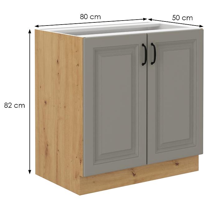 Stilo 80d 2f bb kuhinjski element 2 vrata 80x52x82 cm siva/ natur (artisan hrast)