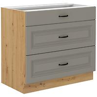 Stilo 80d 3s bb kuhinjski element 3 ladice 80x52x82 cm siva/ natur (artisan hrast)