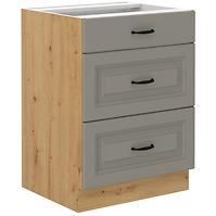 Stilo 60d 3s bb kuhinjski element 3 ladice 60x52x82 cm siva/ natur (artisan hrast)