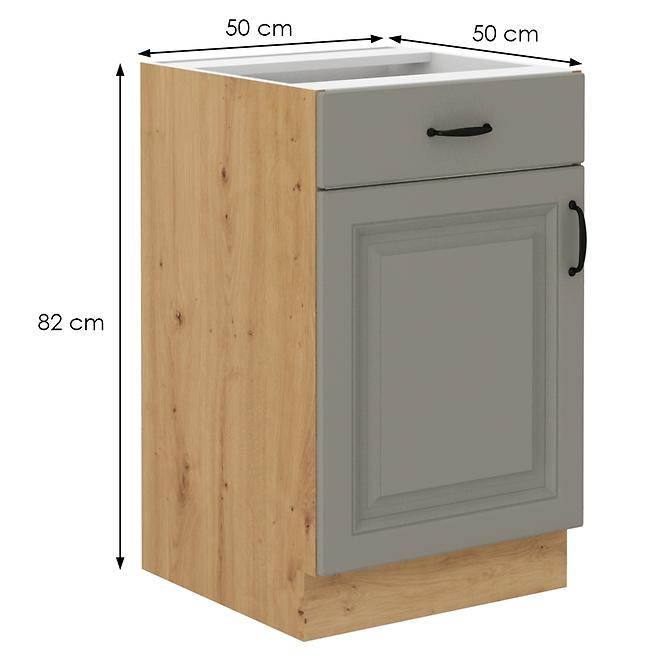 Stilo 50d 1f 1s bb  kuhinjski element 1 vrata+ 1 ladica 50x52x82 cm siva/ natur (artisan hrast)