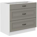 Stilo 80d 3s bb kuhinjski element 3 ladice 80x52x82 cm siva/bijela