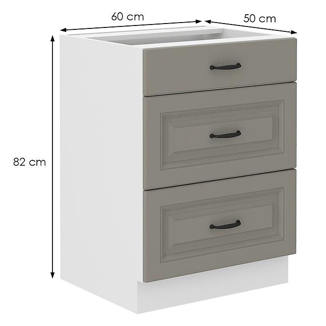 Stilo 60d 1f bb kuhinjski element 3 ladice 60x52x82 cm siva/bijela