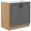 Stilo 80 PLN 2f bb kuhinjski element 2 vrata 80x52x82 cm tamno siva/natur (artisan hrast)