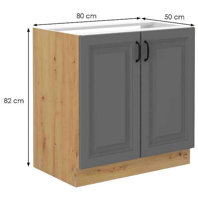 Stilo 80 PLN 2f bb kuhinjski element 2 vrata 80x52x82 cm tamno siva/natur (artisan hrast)