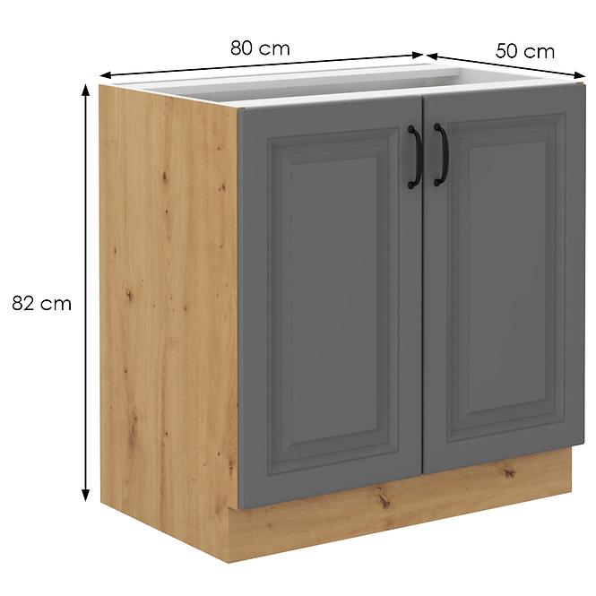 Stilo 80d 2f bb kuhinjski element 2 vrata 80x52x82 cm tamno siva/natur (artisan hrast)