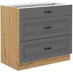 Stilo 80d 3s bb kuhinjski element 3 ladice 80x52x82 cm tamno siva/natur (artisan hrast)
