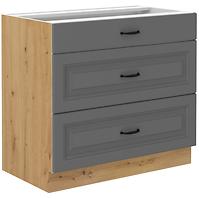 Stilo 80d 3s bb kuhinjski element 3 ladice 80x52x82 cm tamno siva/natur (artisan hrast)
