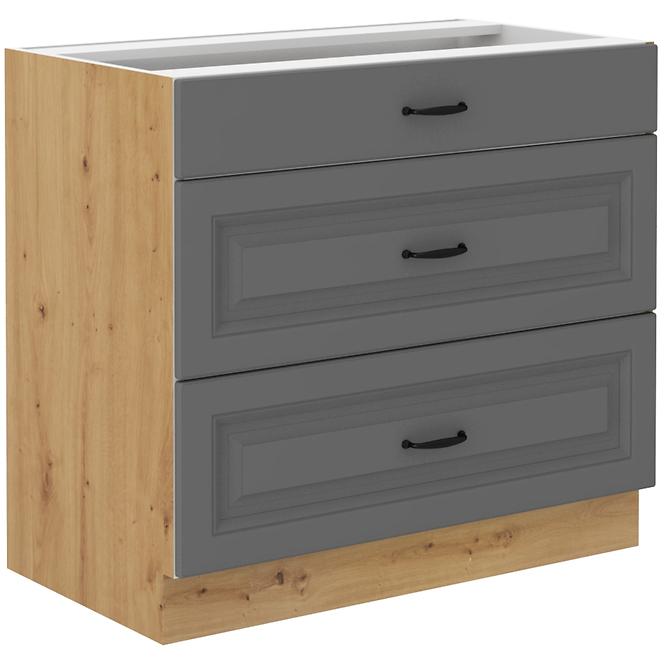 Stilo 80d 3s bb kuhinjski element 3 ladice 80x52x82 cm tamno siva/natur (artisan hrast)