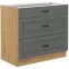 Stilo 80d 3s bb kuhinjski element 3 ladice 80x52x82 cm tamno siva/natur (artisan hrast)