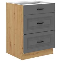 Stilo 60d 3s bb kuhinjski element 3 ladice 60x52x82 cm tamno siva/natur (artisan hrast)