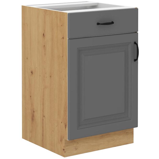 Stilo 50d 1f 1s bb  kuhinjski element 1 vrata+ 1 ladica  50x52x82 cm tamno siva/ natur (artisan hrast)
