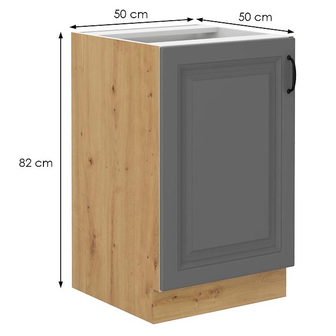 Stilo 50 PLN 1f bb kuhinjski element 1 vrata  50x52x82 cm tamno siva/ natur (artisan hrast)