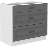 Stilo 80d 3s bb kuhinjski element 3 ladice 80x52x82 cm tamno siva/bijela