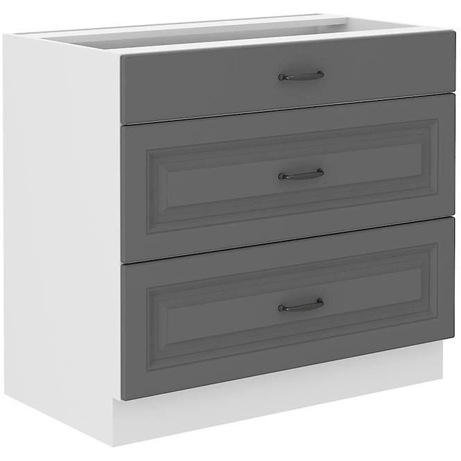 Stilo 80d 3s bb kuhinjski element 3 ladice 80x52x82 cm tamno siva/bijela