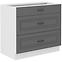 Stilo 80d 3s bb kuhinjski element 3 ladice 80x52x82 cm tamno siva/bijela