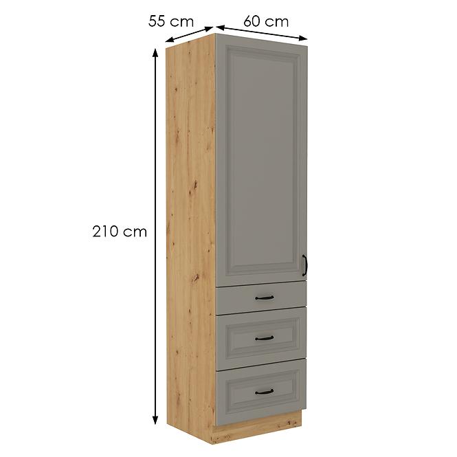 Stilo 3s 1f kuhinjski element 1 vrata+3 ladice 60x57x210 cm siva/ natur (artisan hrast)