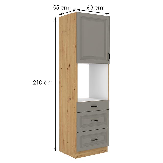 Stilo 3s 1f kuhinjski element 1 vrata+3 ladice 60x57x210 cm siva/ natur (artisan hrast)
