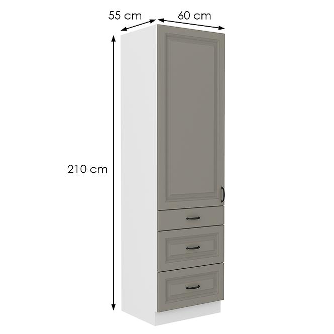 Stilo 3s 1f kuhinjski element 1 vrata+ 3 ladice 60x57x210cm siva/bijela