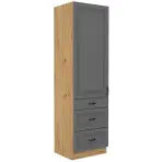 Stilo 3s 1f kuhinjski element 1 vrata+ 3 ladice 60x57x210cm tamno siva/ natur (artisan hrast)