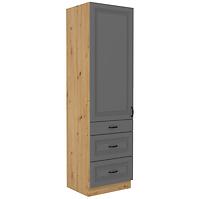 Stilo 3s 1f kuhinjski element 1 vrata+ 3 ladice 60x57x210cm tamno siva/ natur (artisan hrast)