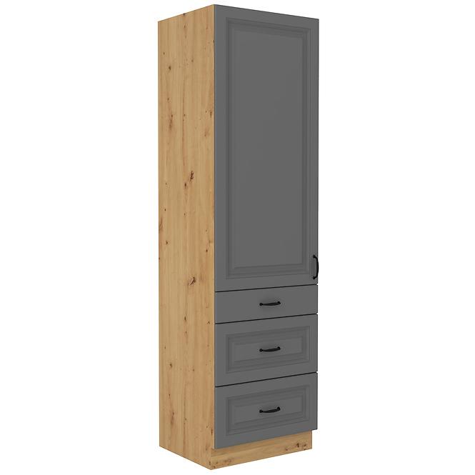 Stilo 3s 1f kuhinjski element 1 vrata+ 3 ladice 60x57x210cm tamno siva/ natur (artisan hrast)
