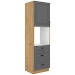 Stilo 3s 1f kuhinjski element 1 vrata+ 3 ladice 60x57x210cm tamno siva/ natur (artisan hrast)