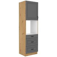 Stilo 3s 1f kuhinjski element 1 vrata+ 3 ladice 60x57x210cm tamno siva/ natur (artisan hrast)